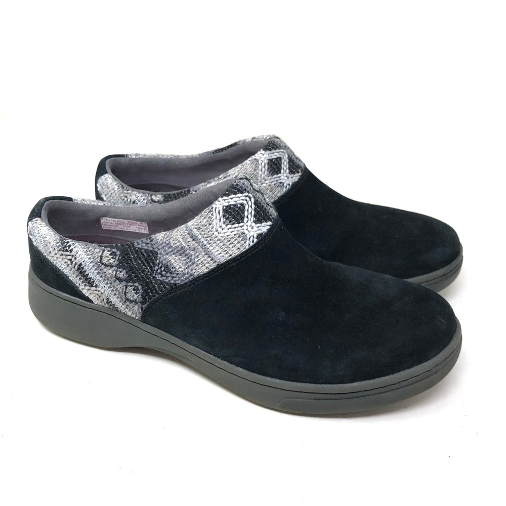 Dansko Womens 41 Mules Black Suede‎ Sweater Cuff Slip On Shoes